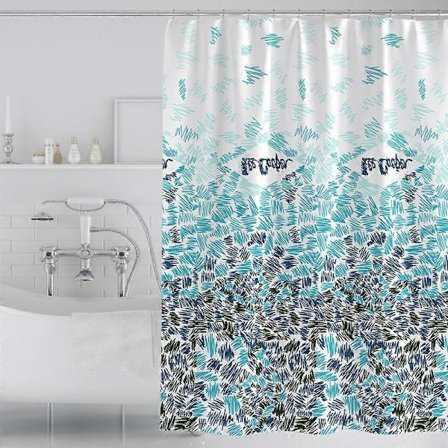 180 x 200 cm Snabbtorkande Duschdraperi med 12 Krokar, Vattentätt Duschdraperi i Polyestertyg, Maskintvättbara Badrumsgardiner