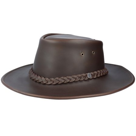Jaxon & James - Crushable Leather Outback Hat Brown Traveler Traveler Brown Hat - @ Hatstore