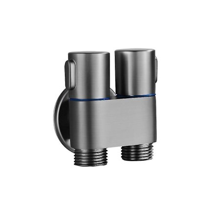 Veggmontert kran 1 inn 2 ut avleder vinkelventil dobbel kontroll baderomskran for selvrensing (mørk grå)