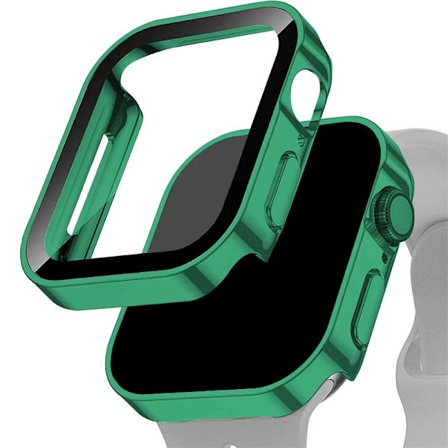 Glas+Skal för Apple Watch fodral 9 44mm 40mm tillbehör 41mm 45mm Härdat Skärmskydd Skyddande iWatch serie 8 7 SE 6 5