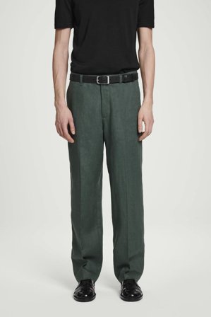 COS Men's Relaxed Linen Tapered Trousers in Green