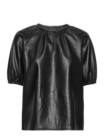 Vmsolagloria S/S Coated Top Black Vero Moda