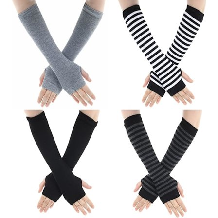 4 Par Fingerlösa Stickade Vantar med Fingerhål Varmvantar Varma Vinter Unisex Mössor Långa Vantar för Kontorsarbete Skrivning Dator