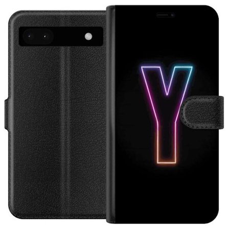 Kompatibelt Lommeboketui til Google Google Pixel 6a Minimalistisk neonbokstav Y i fargeskiftende lys mot svart bakgrunn