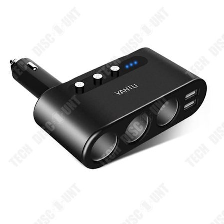 Monitoiminen tupakansytytin - TD - 3 pistoketta - Digitaalinen näyttö - Kaksinkertainen USB - Metalli