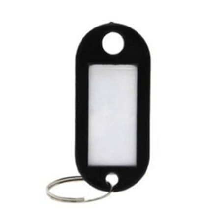 Nøkkelring med navnelapp [Oval] - Svart - 10-pakning