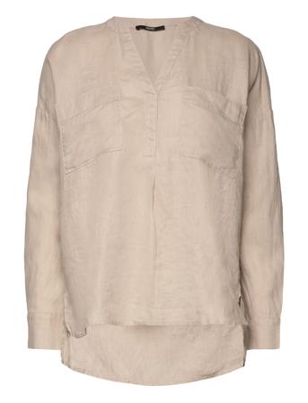 Linen Blouse Bluse Langermet Brun Esprit Collection*Betinget Tilbud