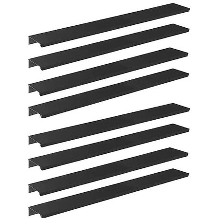 8 stk 300mm/11,8 tommers svart bakmontert fingerkanttrekk skjult håndtak for hjemmekjøkkenskap