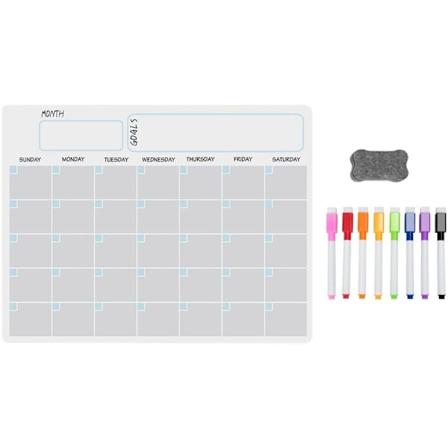 A3 Magnetisk Whiteboard Kalender Tørbar Tavle Sæt Ugeplanlægger Whiteboard til Køleskab Køkken Hjem 17X12 Tommer