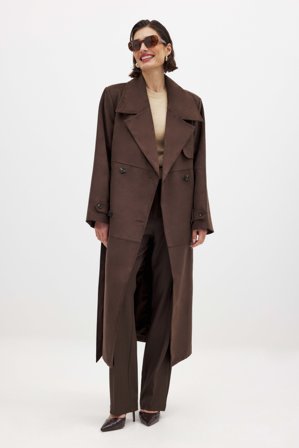 NA-KD Trenchcoat aus Wildlederimitat in Übergröße - Trenchcoats - Braun - EU 44