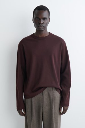 COS Männer Lockeres Langarmshirt Aus Jersey in Rot