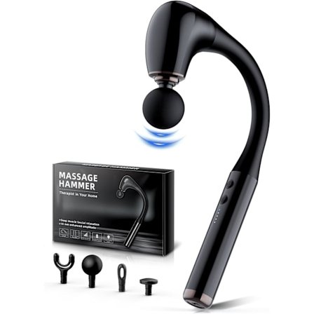 Massagepistol med opgraderet forlængelseshåndtag, 16MM massagepistol til dybdegående massage, rygmassager, muskler/nakke/skuldre/talje/benmassager, 