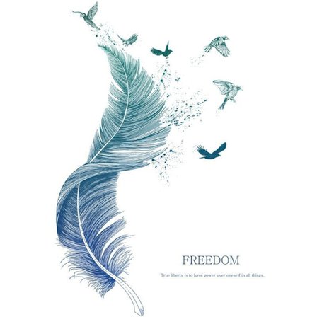 FEATHER väggdekaler i blått (124×72 cm) | Dekorativ väggklistermärke