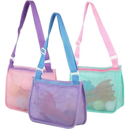 3 stk. Strandlegetøj Net Strandtaske Børn Skalsamlingstaske Strand Sandlegetøj Taske til Opbevaring af Muslingeskaller Strandlegetøj