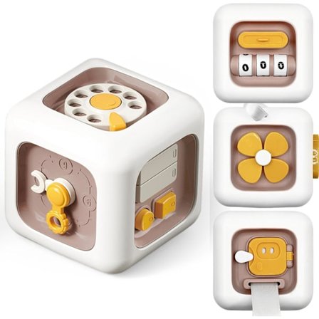 Montessori Aktivitetskube Legetøj til Småbørn, 6 i 1 Sansestimulerende Aktivitetskube til Børn, Praktiske Evner Læringsfærdigheder, Bedste 