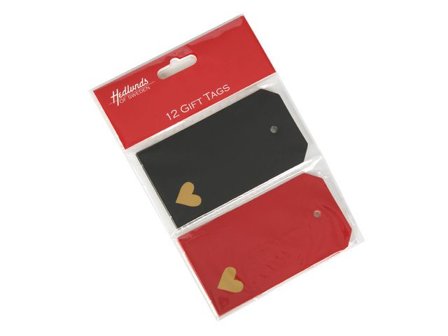 HEDLUNDS OF SWEDEN Hängetikett röd och svart 12/fp - Lyreco - Emballage och lagerutrustning - Presentinslagning - Presentetiketter