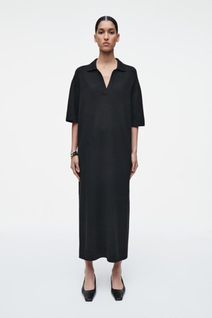 COS Women's Merino Wool Polo Dress in Black