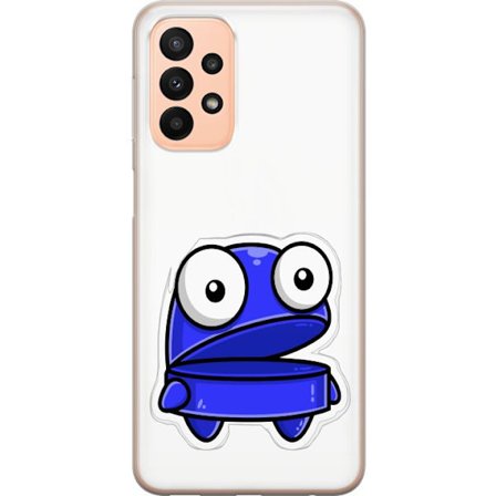 Kompatibel Mobilcover til Samsung Samsung Galaxy A23 Blå tegneseriefigur med åbent udtryk og store øjne i sjov illustration