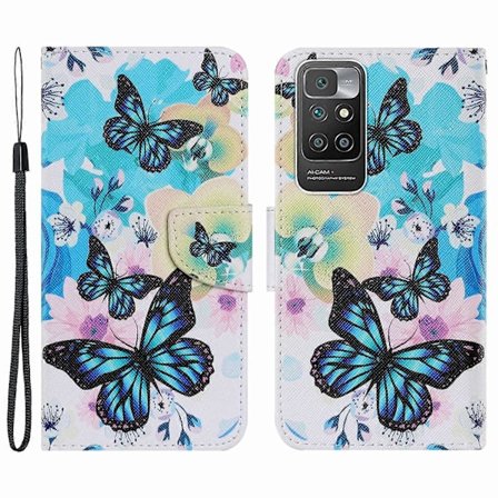 Mønsterprint Stødsikkert Læder Telefon Cover Wallet med Håndledsrem til Xiaomi Redmi 10