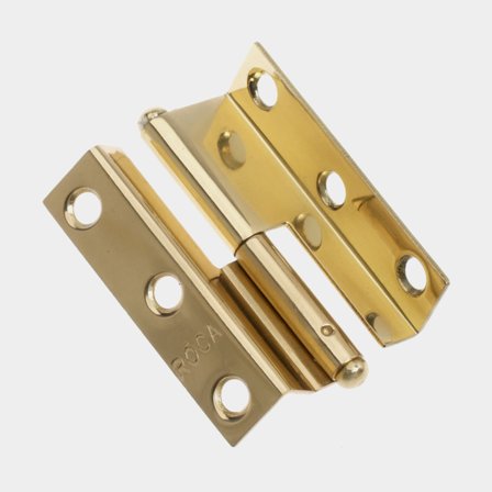 Lift-off hinge / door hinge Roca, 55 x 35 mm, with offset hinge pin + right-hand, polished brass