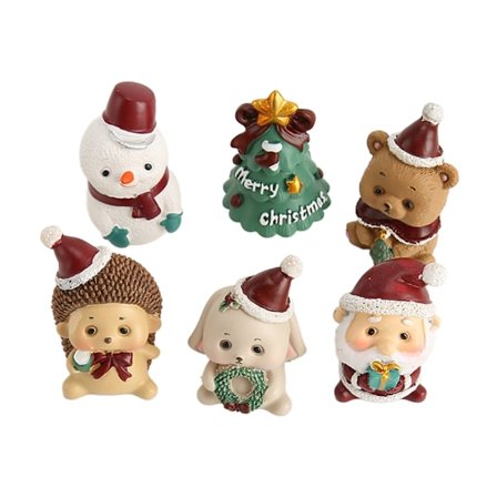 6 kpl Mini joulukoristeet Ekologiset hartsi söpö eläin tyyli joulu miniatyyri koristeet koristeluun tunnelmaa