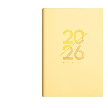 A5-planerare, 2026 kalender, engelsk planerare, 156 sidor, en sida per dag, guldfolieomslag (gul)