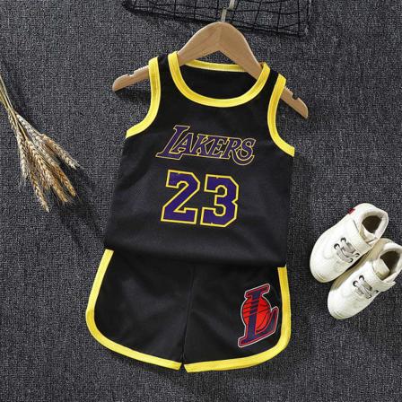 Sportsbasketballtrøye for barn Lakers nr. 23 svart gull - Perfet H23 90cm