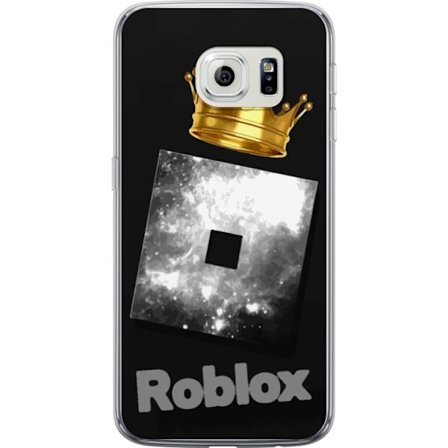 Kompatibel Mobilcover til Samsung Samsung Galaxy S6 edge Minimalistisk sort og sølvfarvet Roblox-symbol med gylden krone og luksuriøs gamer-æstetik