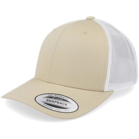 Yupoong - Beige trucker Keps - Retro Khaki/White Trucker @ Hatstore