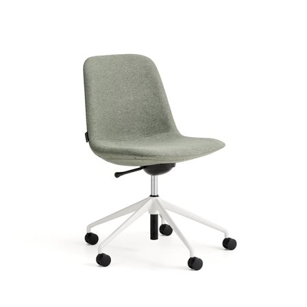Krzesło LANGLEY, niskie siedzisko, koła, biały/zielonoszary
