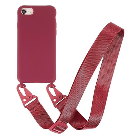iPhone 7/8/SE (2022)/SE (2020) Anti-fingeraftryk Mat overflade Stødsikker Blød Fleksibel Telefonetui med Skulderrem - Rød