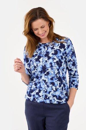 SIGNATURE - 3/4 Ærmet T-shirt - Navy Mix - Mønstret