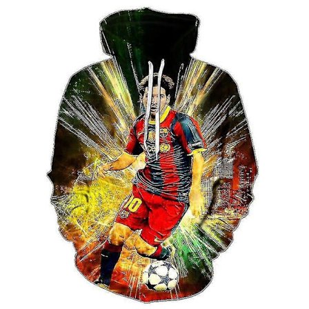 Fotballstjerne Messi Fan Cheer Løs Hettegenser 3d Helse Stoff Hettegenser Høy Kvalitet Voksen Barn