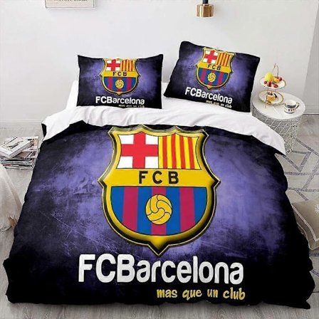v2455 Sengetøj FC Barcelona Fodboldklub Logo Farverigt Dynebetræk Sæt Børnesengetøj Sengetøj IU2455