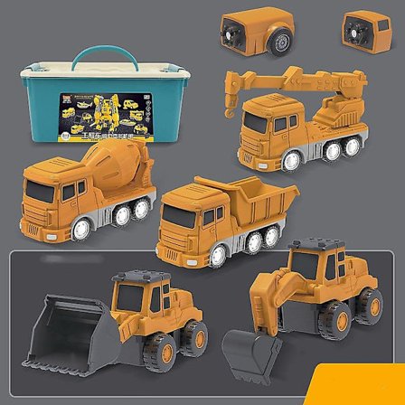 Magnetiska Transformera Engineering Bil Sammansatta Leksaker Transformerande Robot Leksaker Set För Pojkar 6 I 1 Magnetiska Byggfordon Transformera 