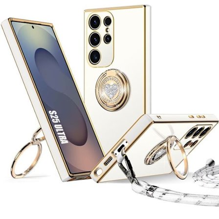 Beskyttelsesskal - BOOLING - til Samsung Galaxy S25 Ultra - Stødabsorberende siliconeskal - med snor - Hjerte mønster