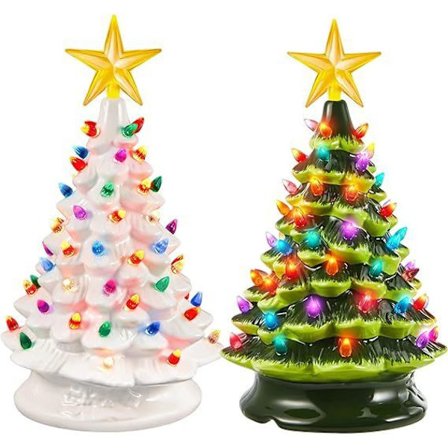 7" Rosa Keramisk Juletre, Borddekorasjon