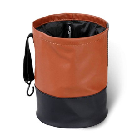 Bil Sopkorg Hink Bärbar Hopfällbar Hängande Papperskorgar Auto Vattentät Läder Skräpkorg Organizer Förvaringsväska