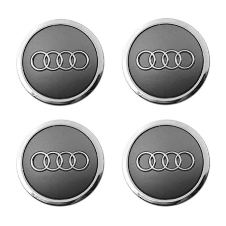 Navkapslar för AUDI 60mm 4-pack Grå med kromad kant Grå med kromad kant