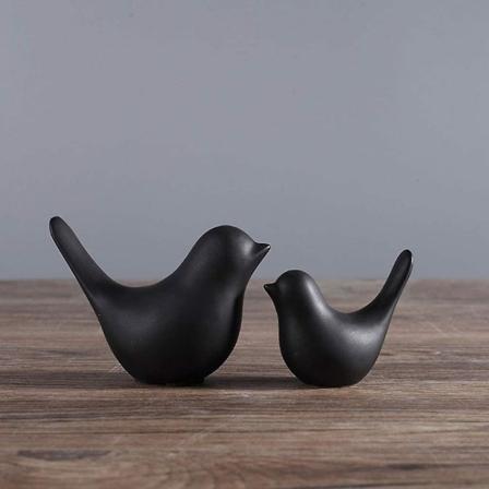 Søt fuglepynt*2 (svart stor + liten),