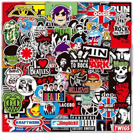 100 stk. Rock Band-klistermærker Klassiske Rockmusik-klistermærker Vandtætte