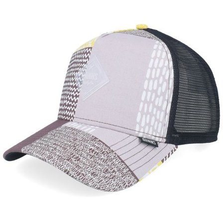 Djinns - Gul trucker Keps - Hft Cap Summerpattern Grey/White/Yellow A-Frame Trucker @ Hatstore
