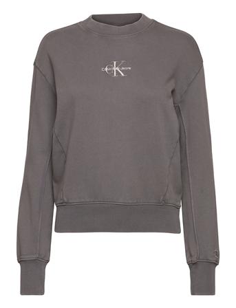 Monogram Logo Washed Crew Neck Sweatshirt Trøje Grå Calvin Klein Jeans