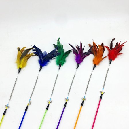 Katte leker med fjær og kattestav fjærformet katteleke (6 stk)