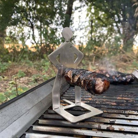 Pølseholder i rustfrit stål, sjov grillpølseholder, sjov grillpølseholder, grillpølseholder til grill