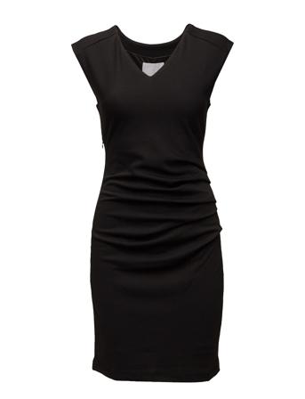 India V-Neck Dress Knälång Klänning Svart Kaffe