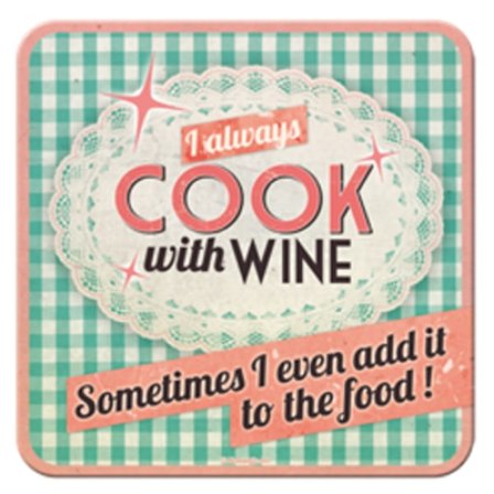Glasunderlägg retro 4-pack 50-tal - matlagning vin retro humor - Present