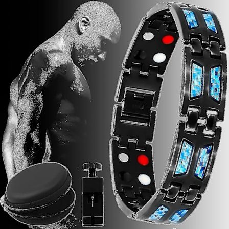 Titanium Power Magnetic Armband Carbon Blue Therapy Fit Plus Magnetotherapy Body Firming Armband