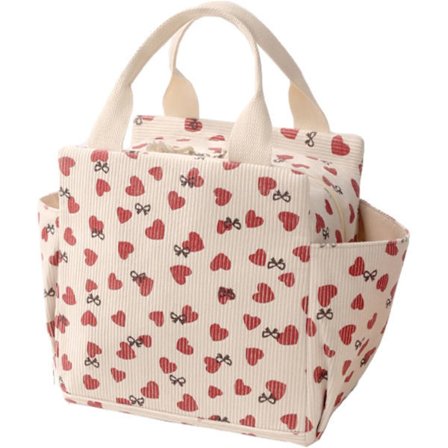 Fløjlsfrokkosttaske til kvinder, sød frokosttaske til mænd, genanvendelig isoleret madkasse, sidelommer, stor kapacitet.