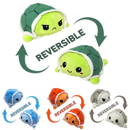 Söt Dubbelsidig Flip Vändbar Sköldpadda Plyschleksaksdocka Barngåva